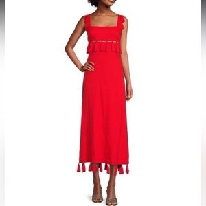 ANTONIO MELANI x The Nat Note Red Maxi Sundress with Tassels